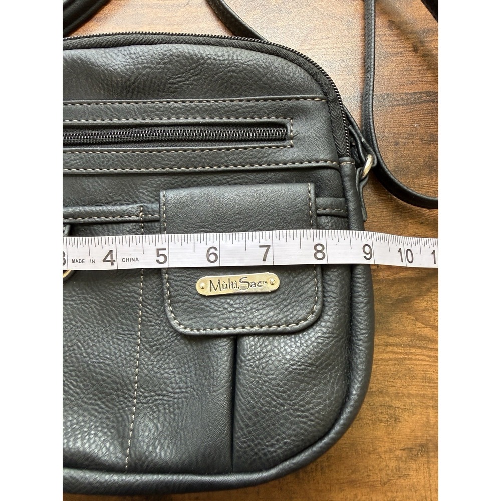 Multi Sac Bag Crossbody Purse Black 9x9 Zipper Closures Multiple Pockets EUC - Picture 12 of 13